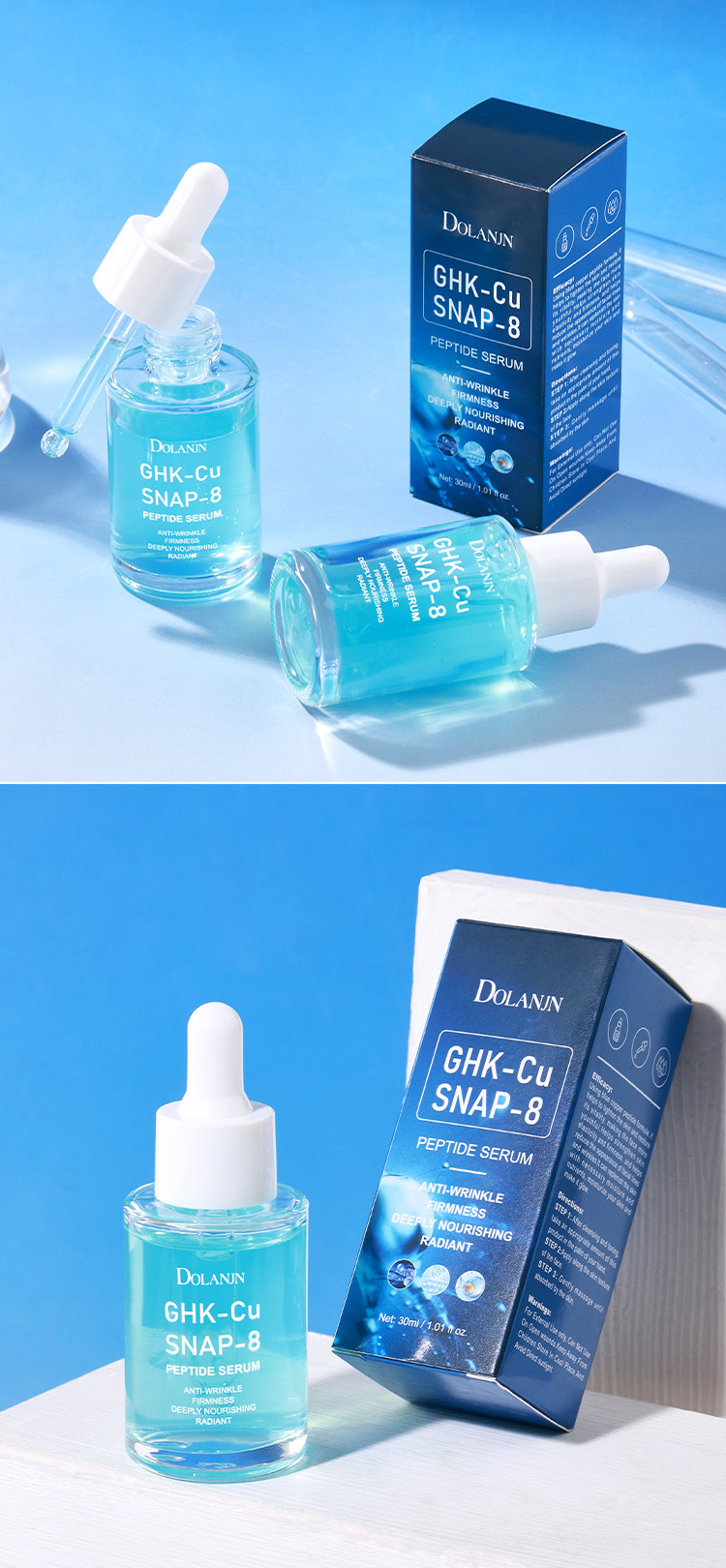 Blue copper peptide serum care